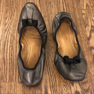 Ferragamo My Joy Silver Ballet Flats